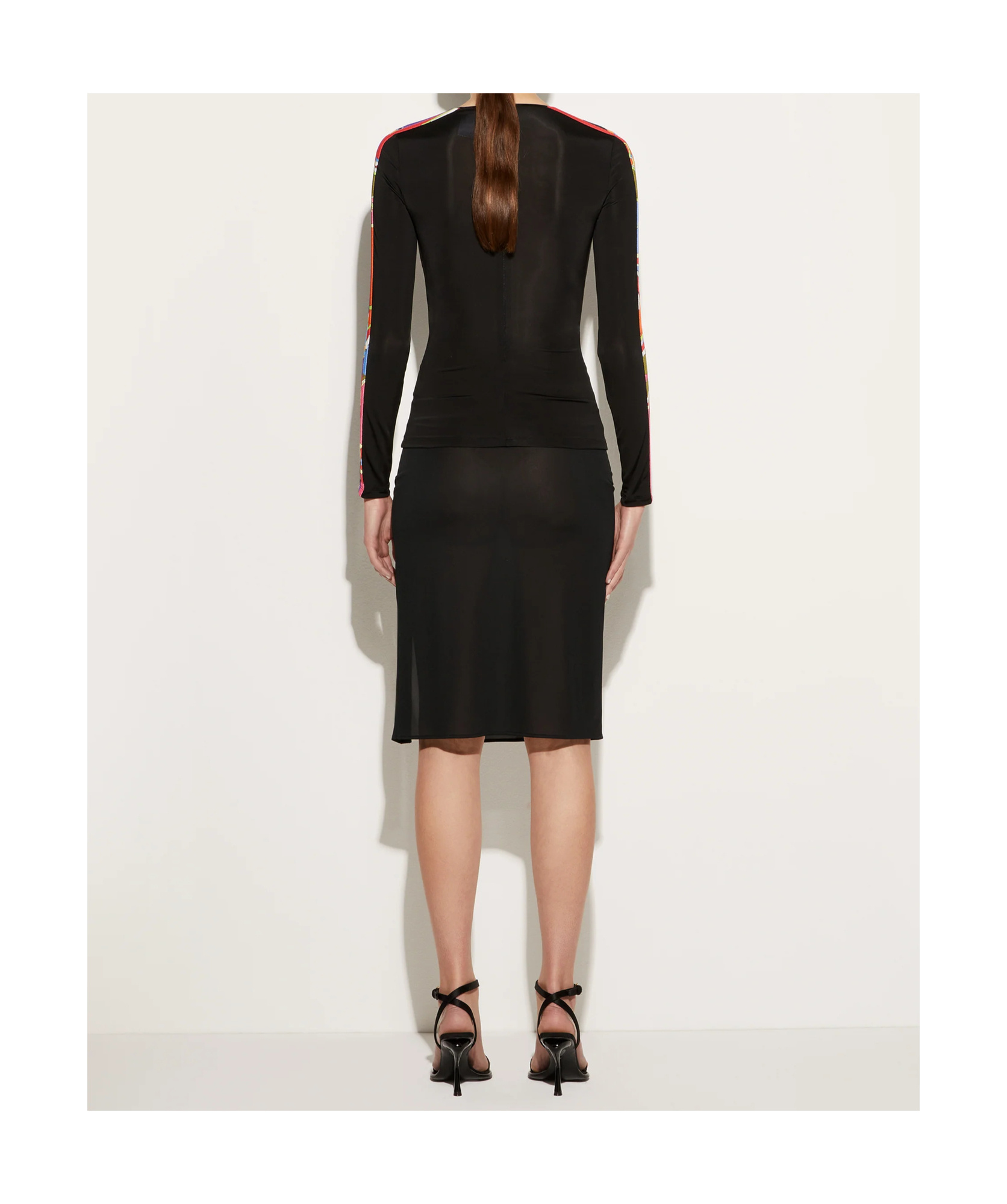 Pucci Contrast-trim Long-sleeve Top In Black
