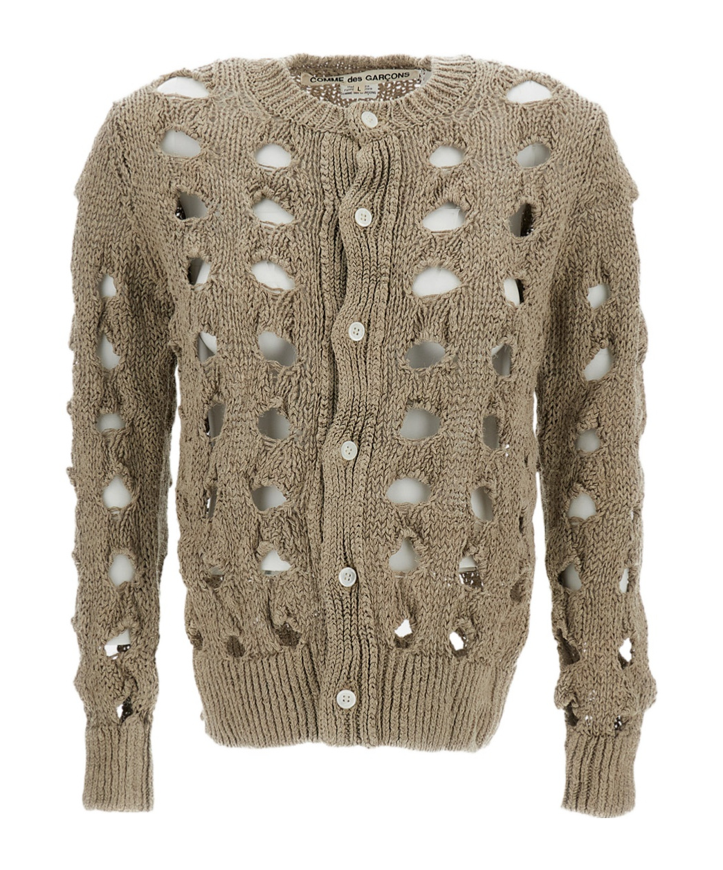 Comme Des Garçons Crew Neck Long-sleeved Knitwear In Brown