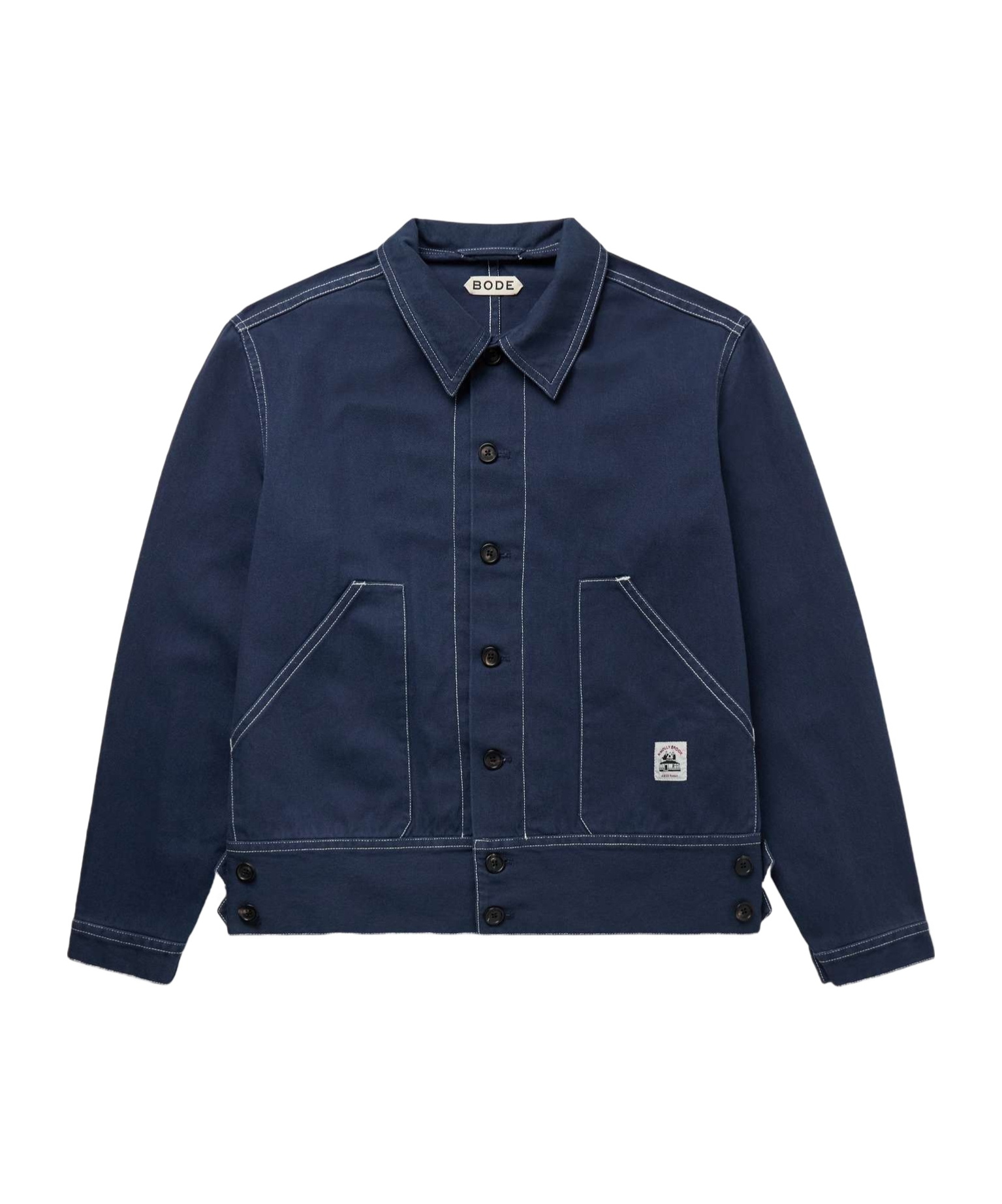 Bode Navy Knolly Brook Side Tab Jacket In Blue