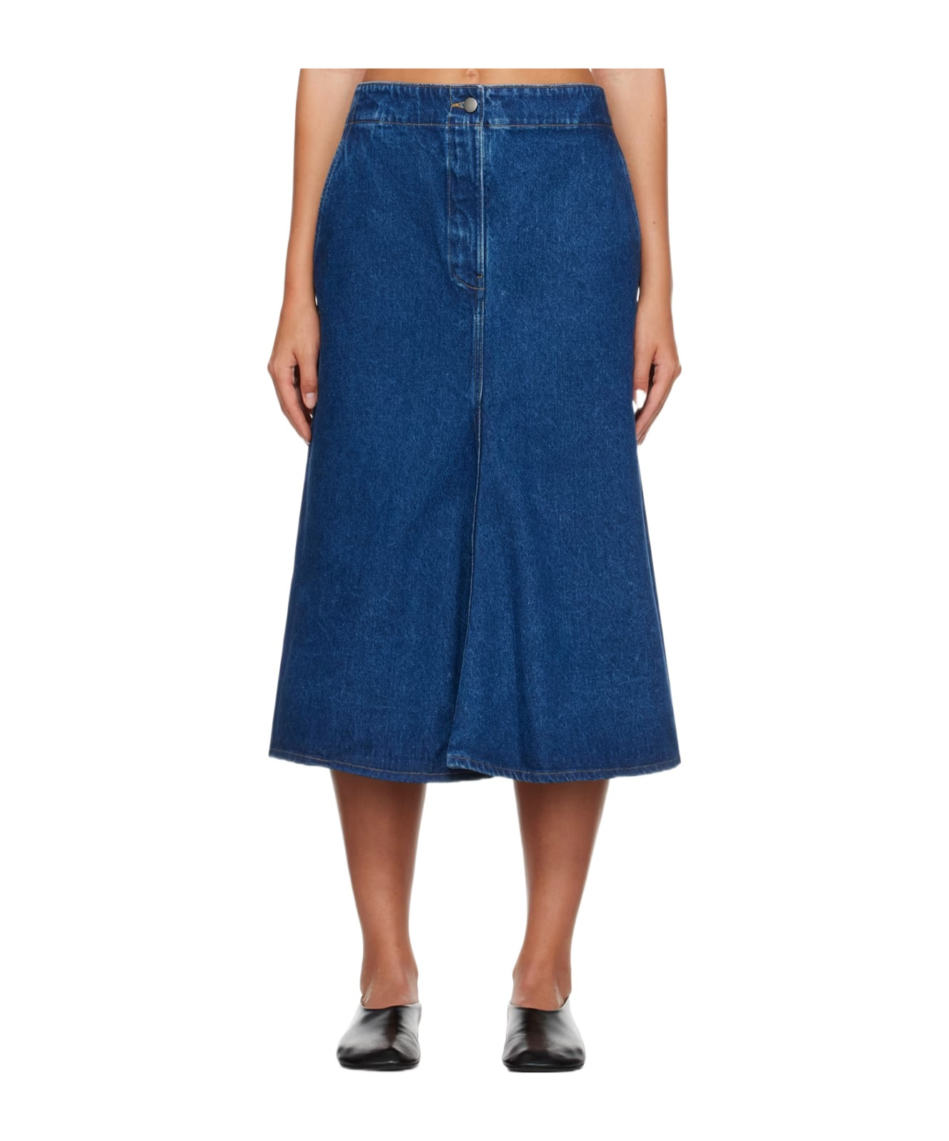 Studio Nicholson High-waisted A-line Denim Skirt