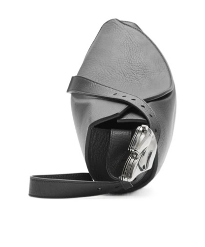 Burberry Horn Leather Shoulder Bag In Black