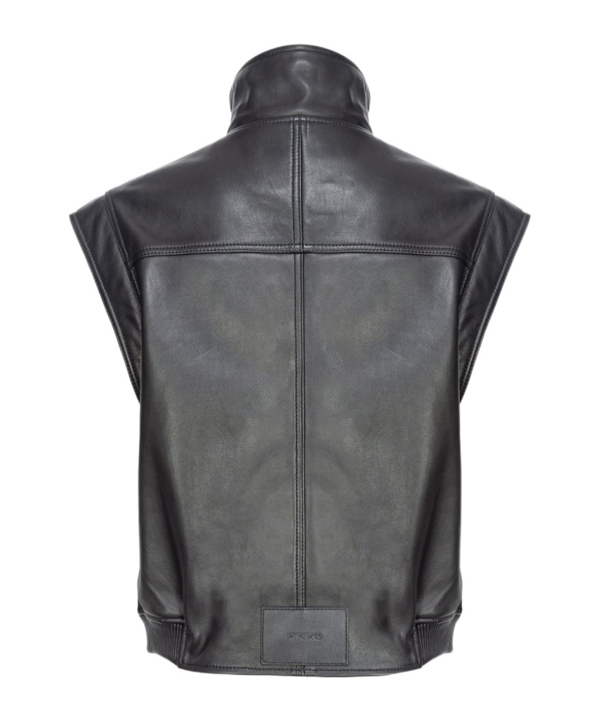 PINKO LEATHER BIKER GILET 