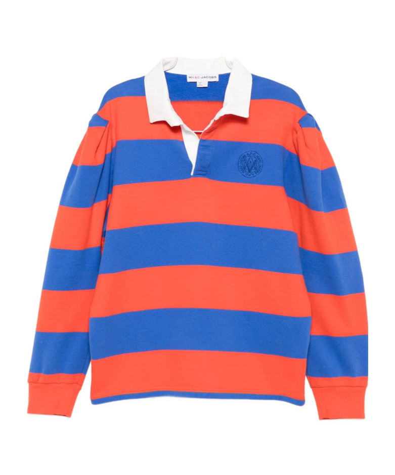 Apc Logo-detail Striped Polo Shirt In Orange