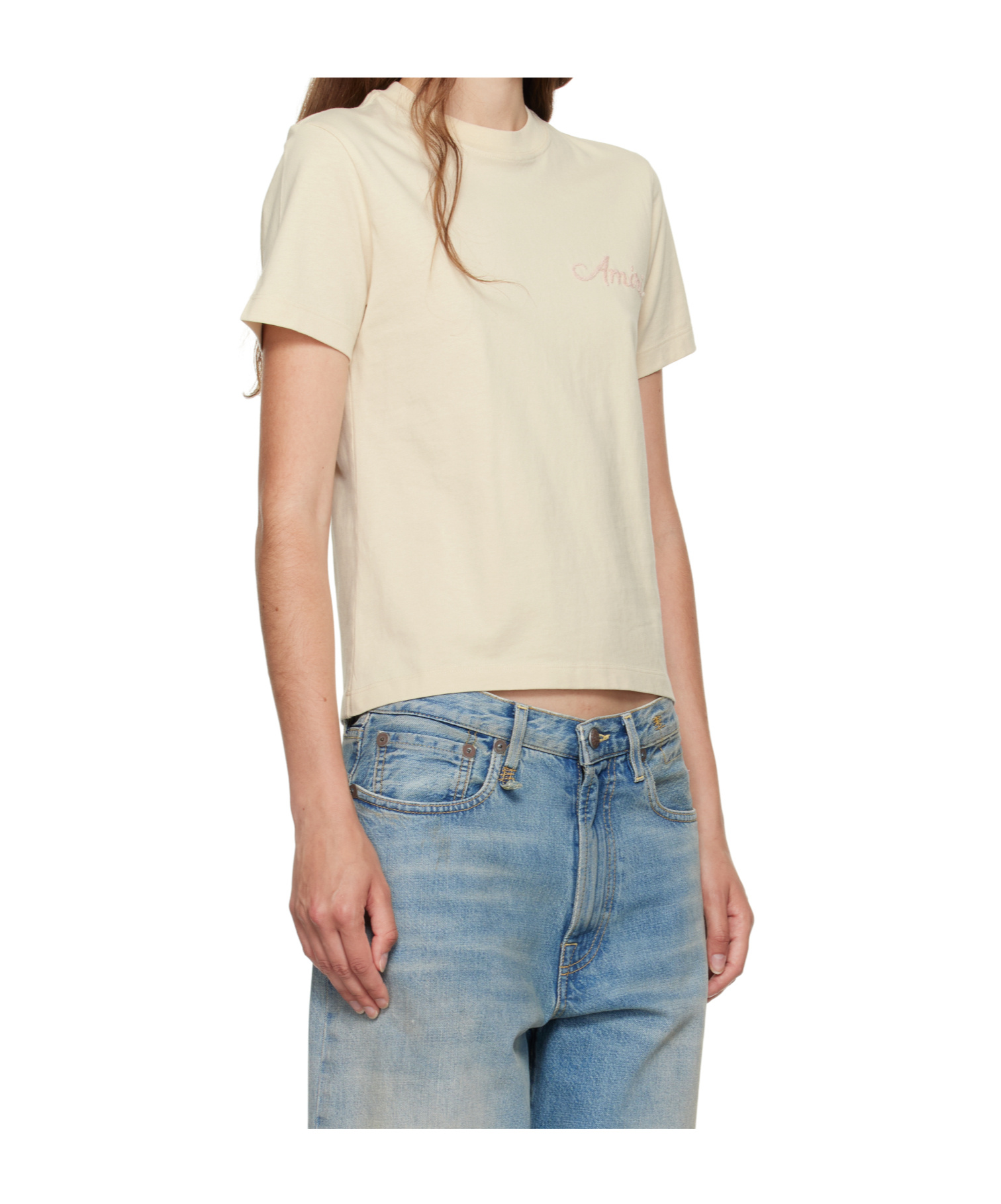 Amiri Bleach Bandana Patch Tee T-shirt Beige In Neutral