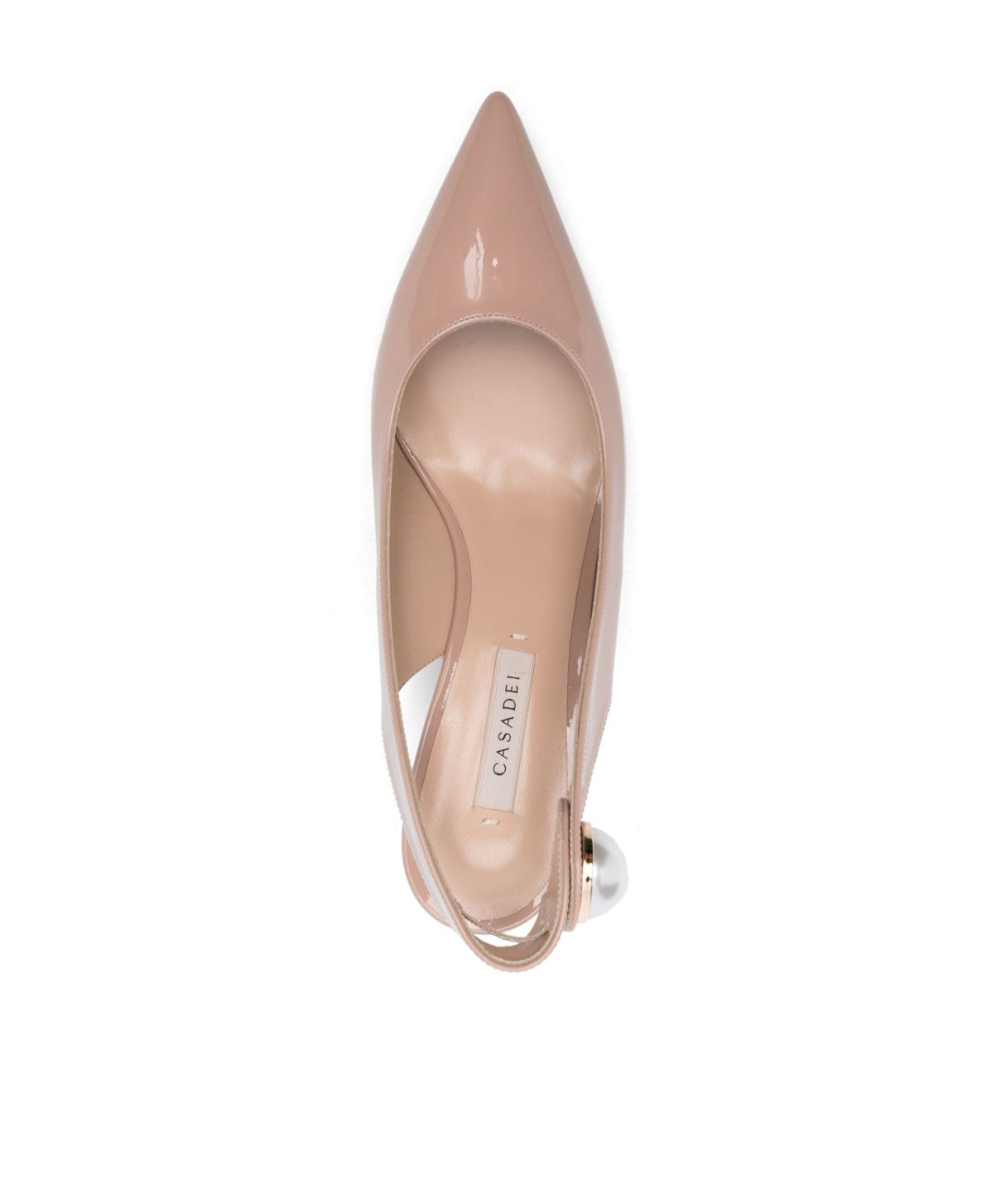 Casadei Pointed Toe Slingback Pumps With Mid Heel In Nude