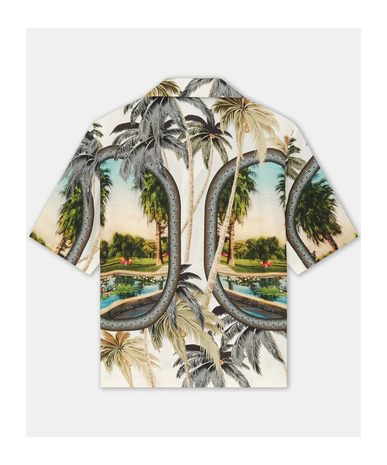 Amiri Convertible-collar Printed Satin-jacquard Shirt In Multi