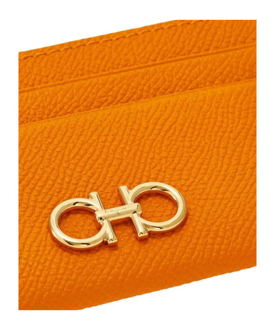 Ferragamo Hammered Leather Gancini Card Holder