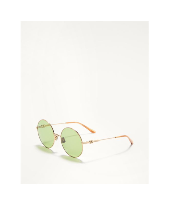 Valentino Full Frame Sunglasses In Light Gold/havana Beige/light Green