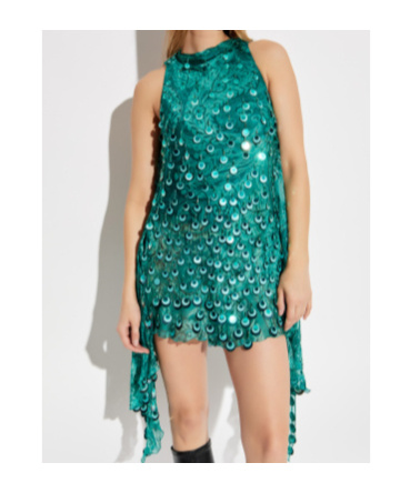 Etro Silk Mini Dress With Sequin Embroidery In Green