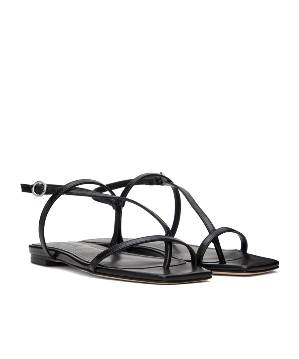 Aeyde Ella Flat Sandals In Black
