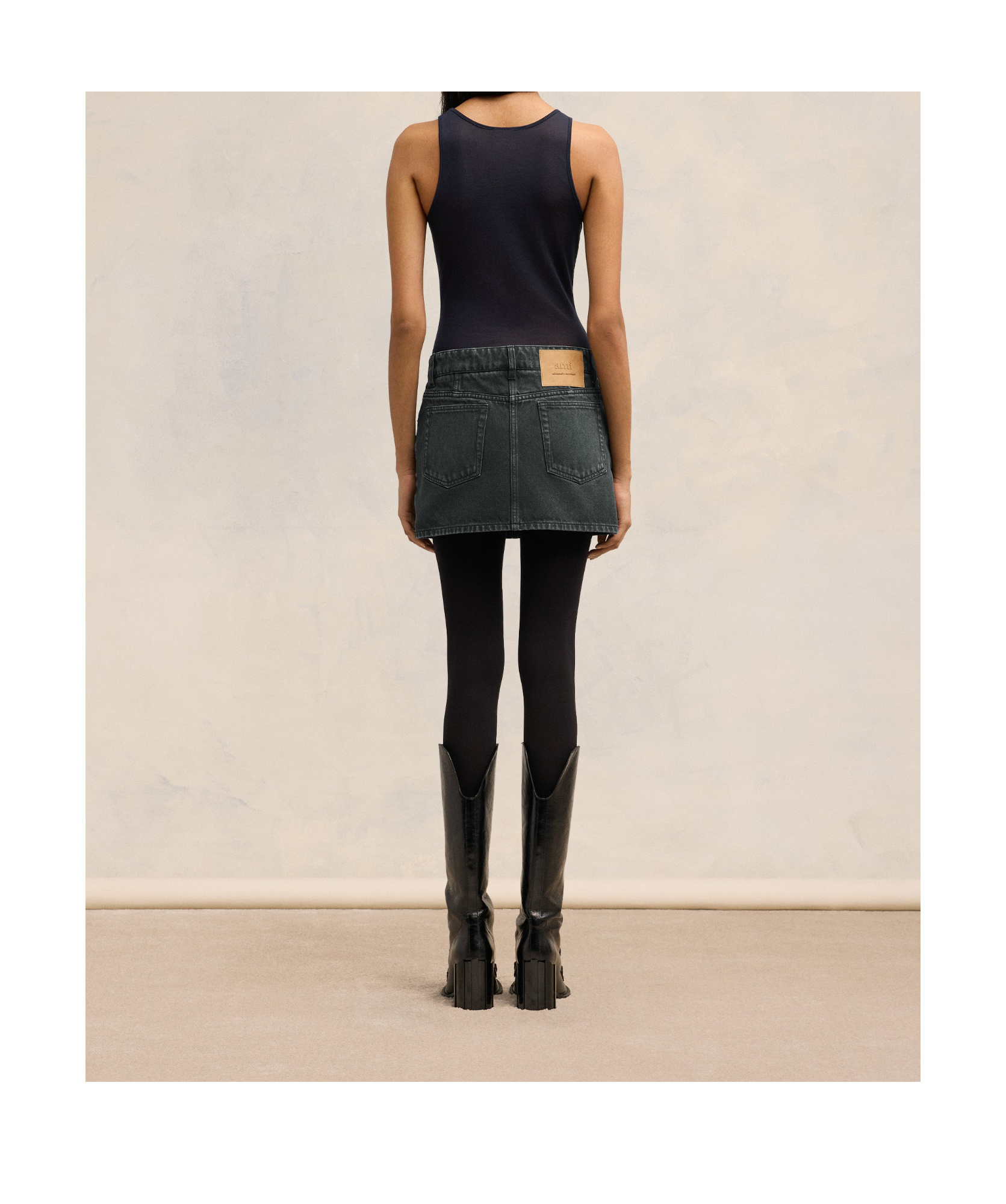 Ami Alexandre Mattiussi Logo-patch Cotton Skirt In Black
