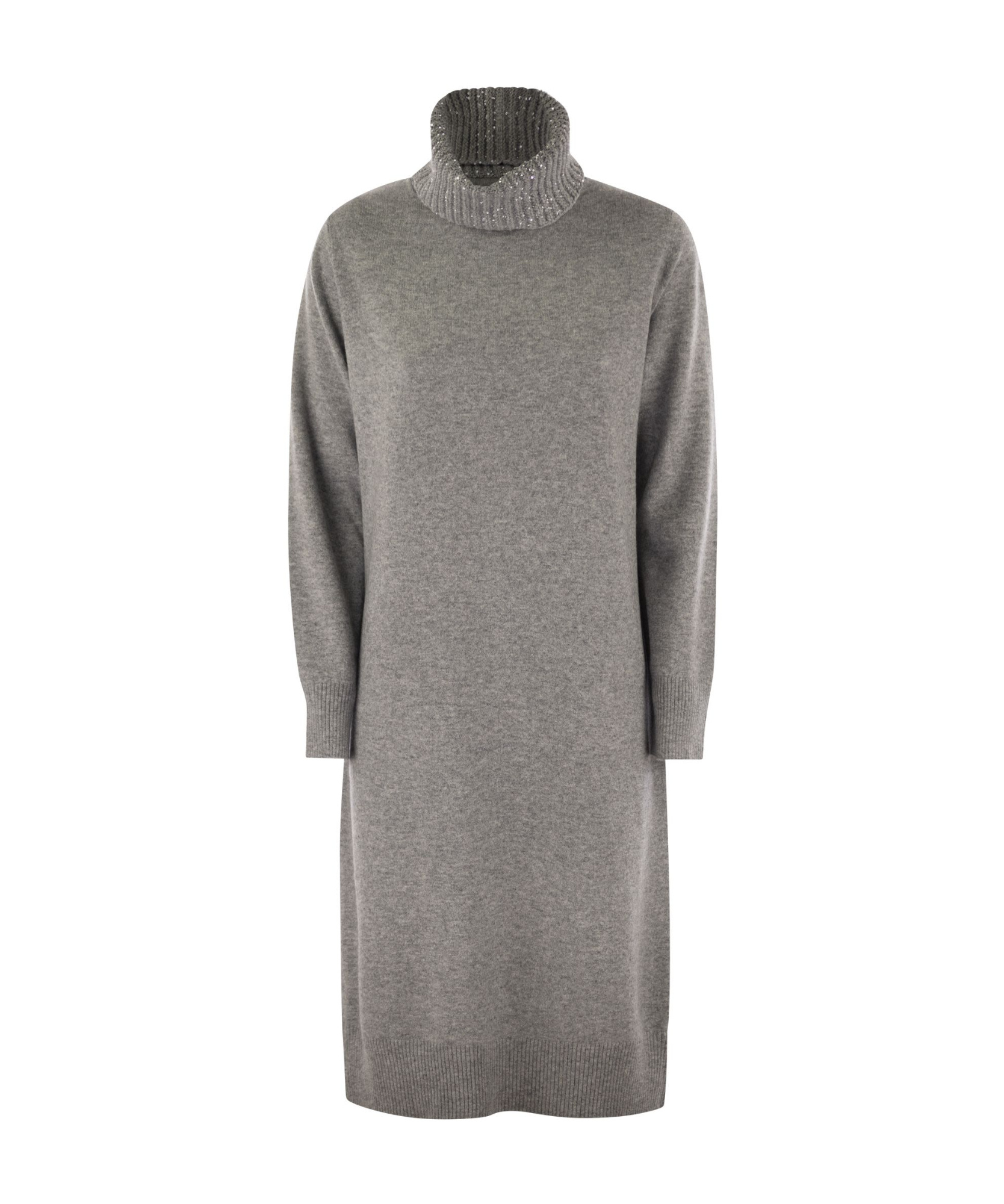 Fabiana Filippi Women's High Neck Dress With Sequins In Gray