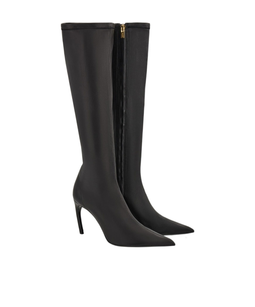 Ferragamo High Nappa Stretch Boot In Black