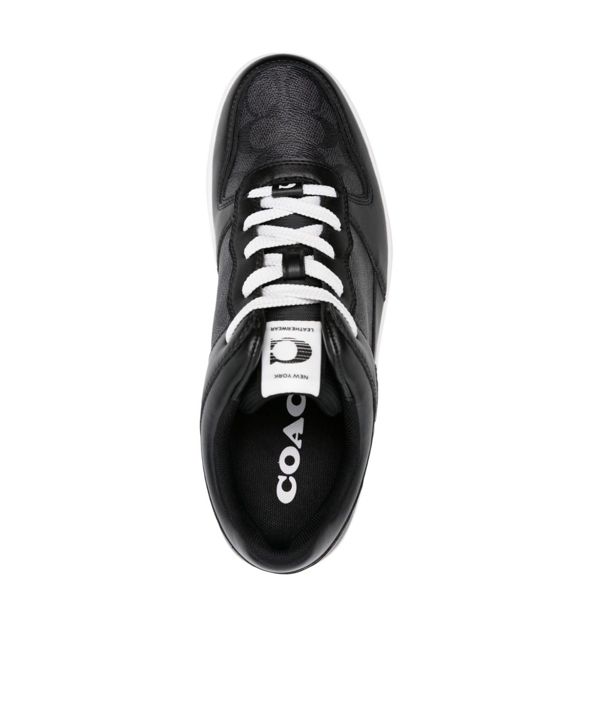 Coach Logo-debossed Panelled Leather Sneakers In Black