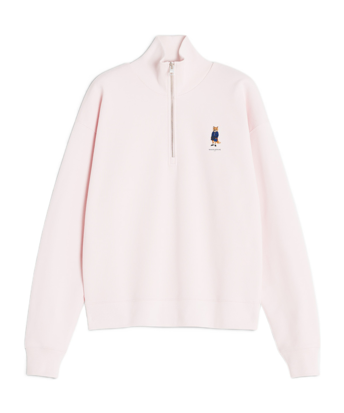 Maison Kitsuné Dressed Fox High Neck And Zip Sweatshirt In Pink