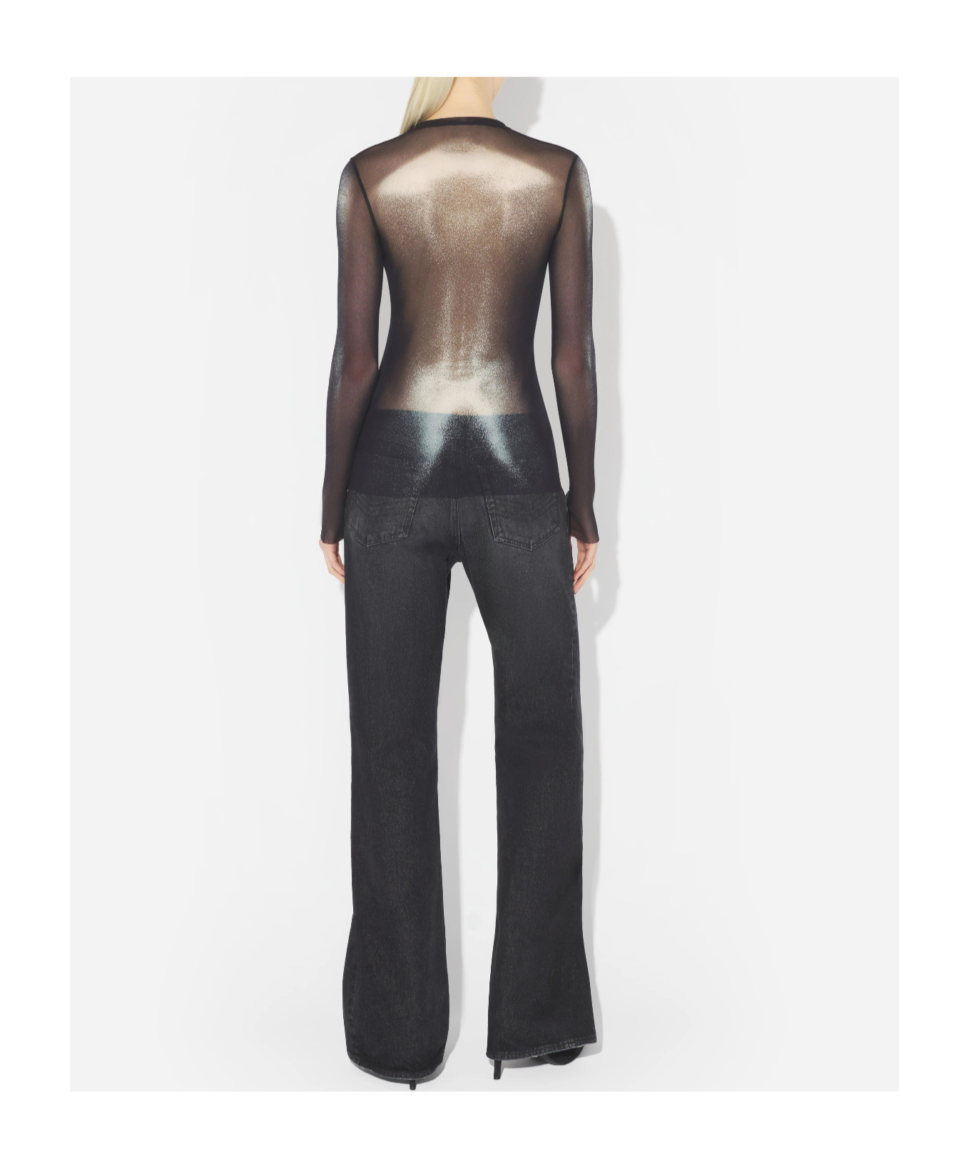 Jean Paul Gaultier Top Long Sleeve Silver Dust Woman Black In Gray