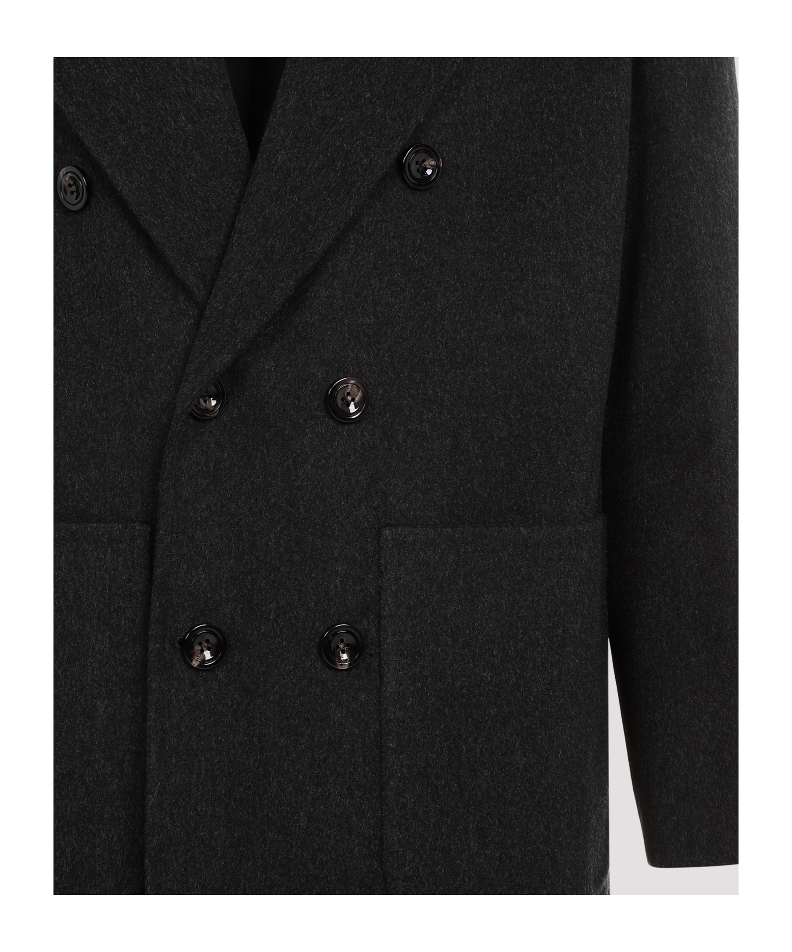 Kiton Dark Grey Tib Virgin Wool Coat In Black
