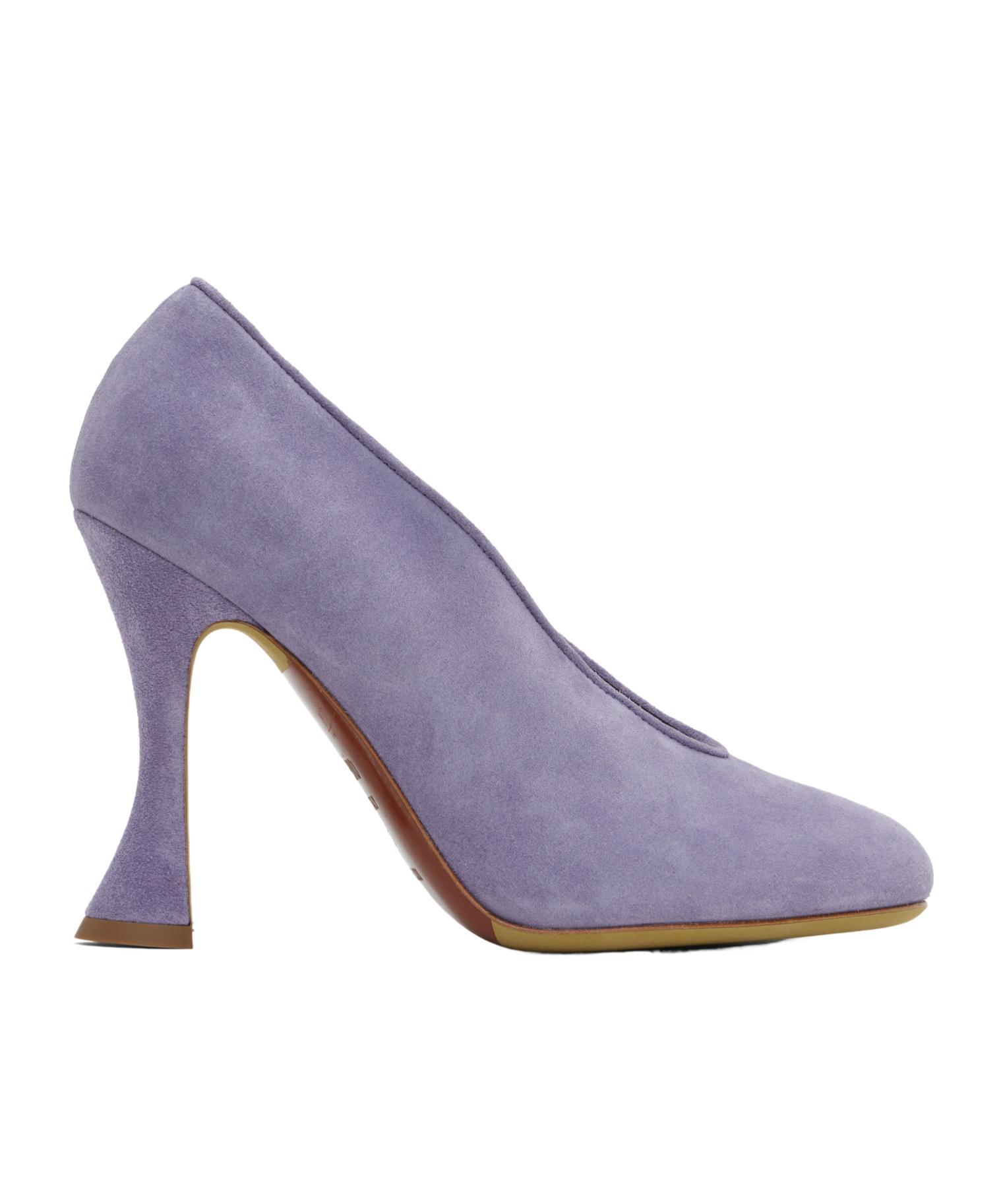 Moschino Purple Duck Suede Heels In Purple