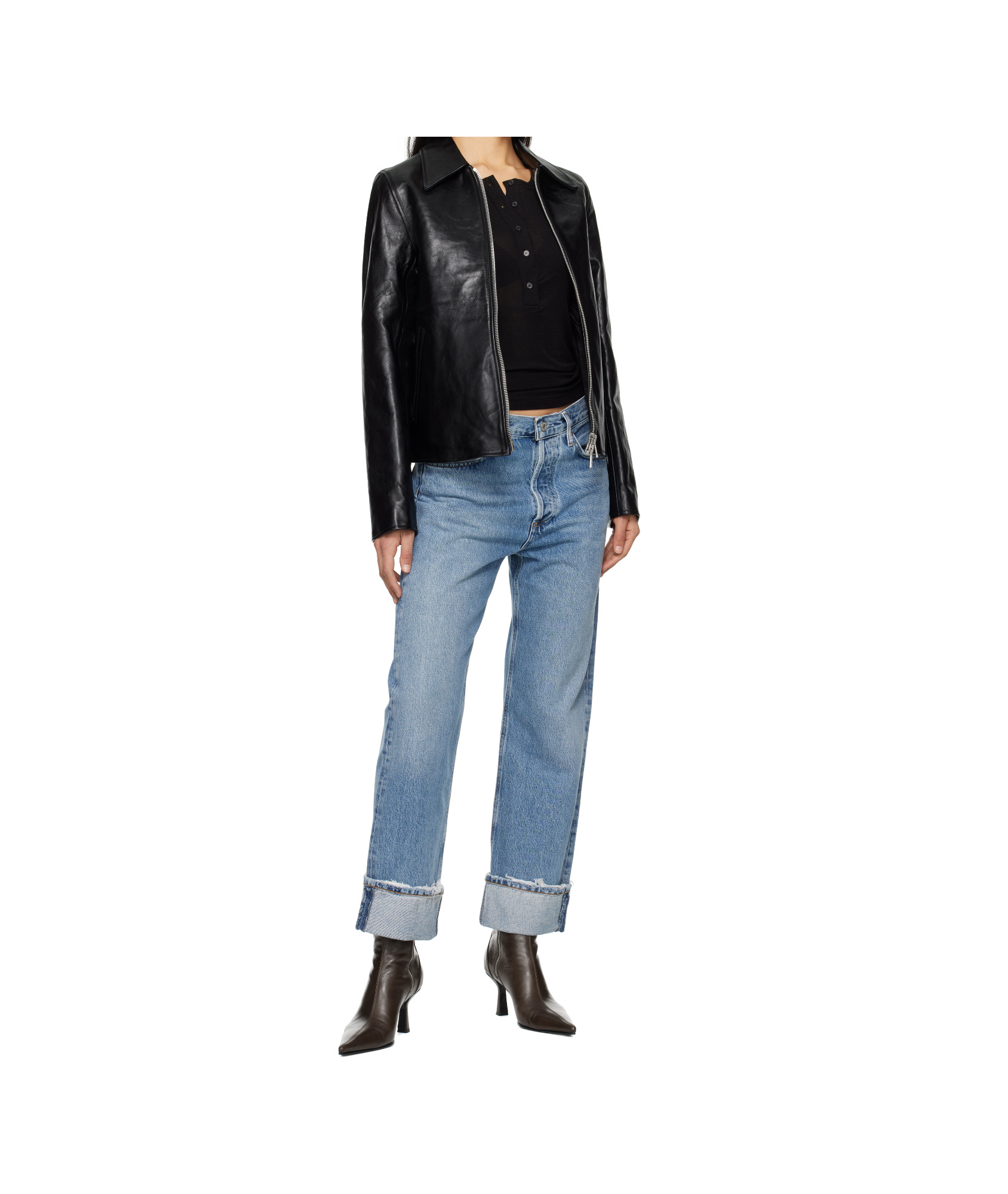 Agolde Five-pocket Straight-leg Denim Trousers In Blue
