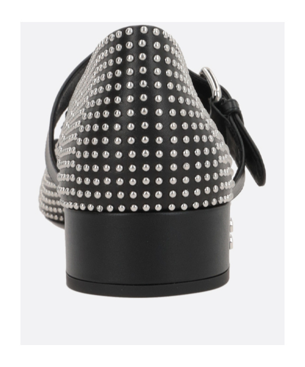 Miu Miu 25mm Buckled Ballerina Shoes In Black