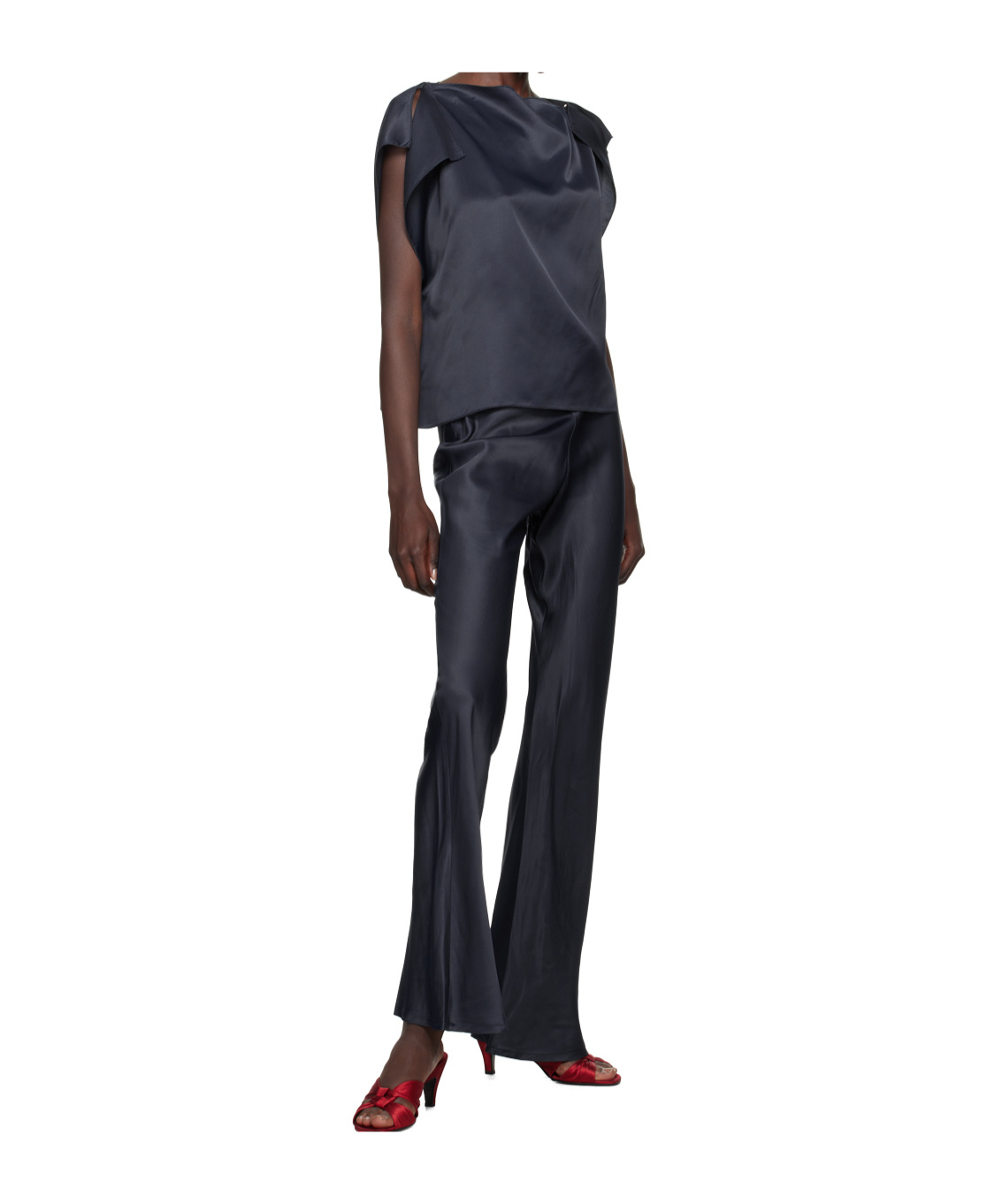 Baserange Elastic Waist Casual Pants In Black