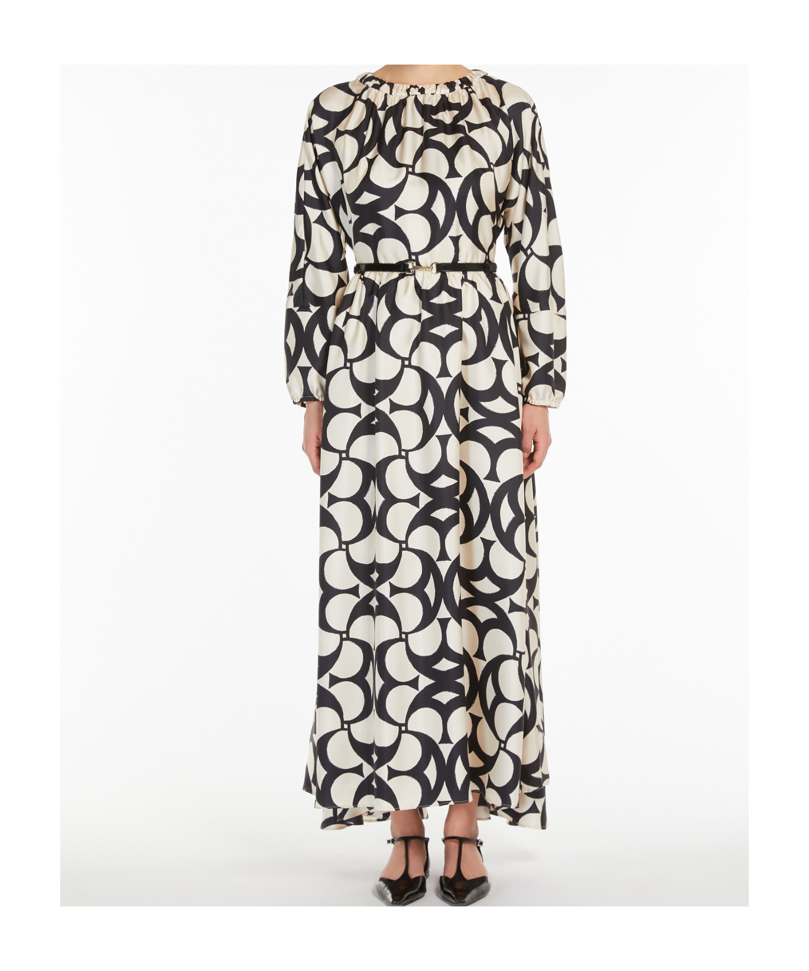 Max Mara Paggio Ivory Stripe Dress In Black