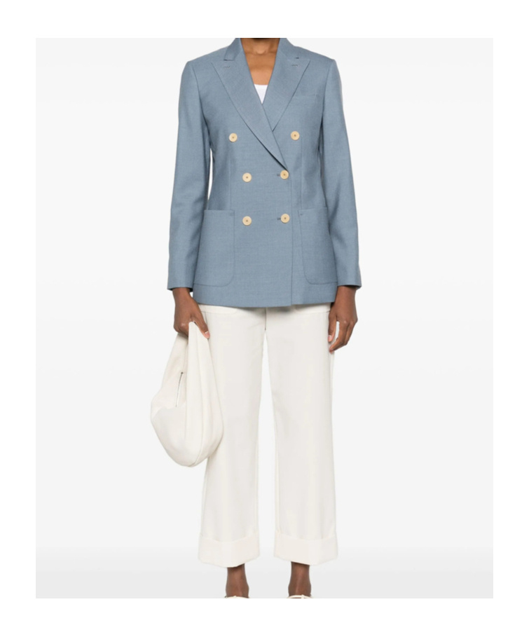 Max Mara Double Cashmere And Pea Coat In Blue