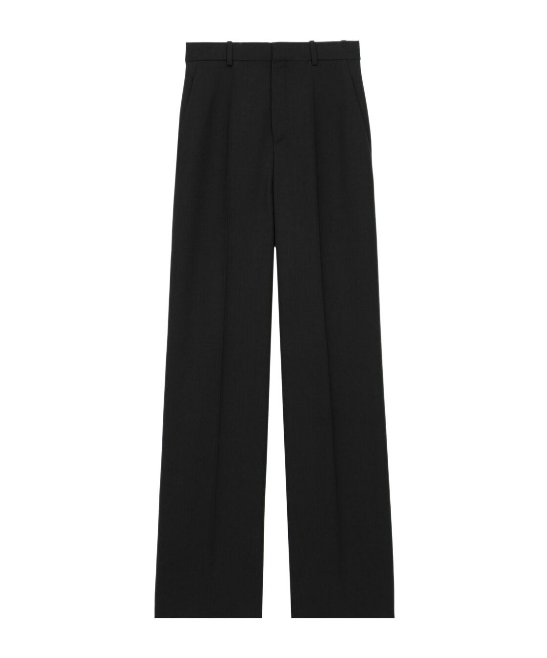 Saint Laurent High-rise Tuxedo Pants In Grain De Poudre In Black