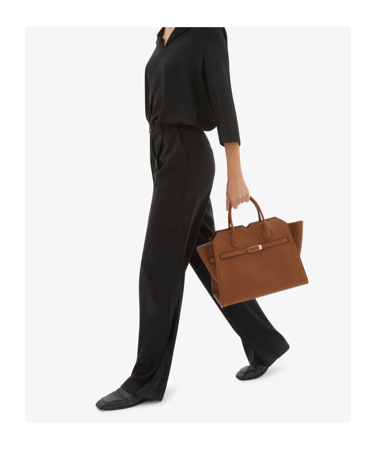 Valextra Medium Double Handle Handbag In Brown