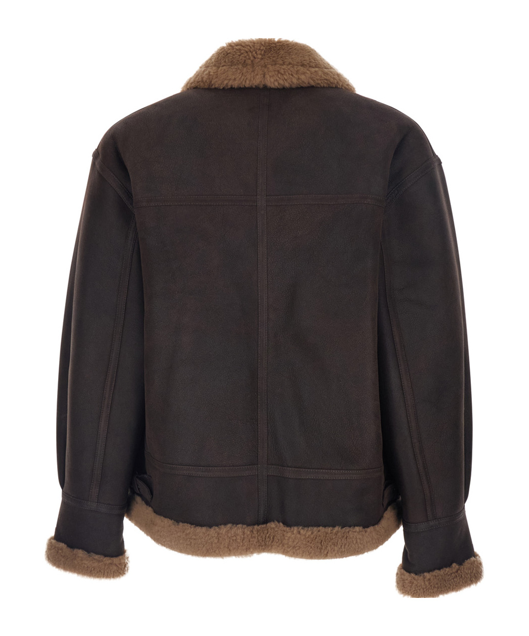 Arma Strap Closure Shearling Jacket In Brown