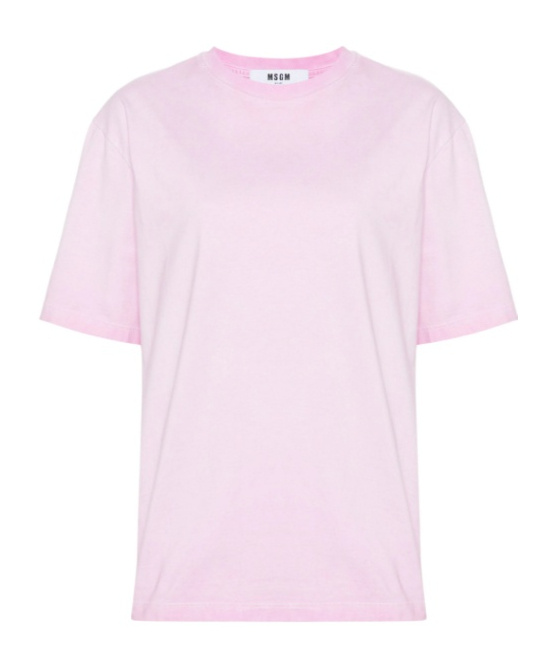 Msgm Logo-embroidered Cotton T-shirt In Pink