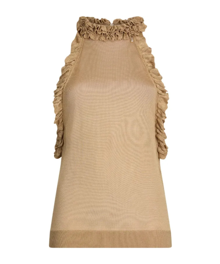 Liu •jo Knitted Tank Top In Caramel