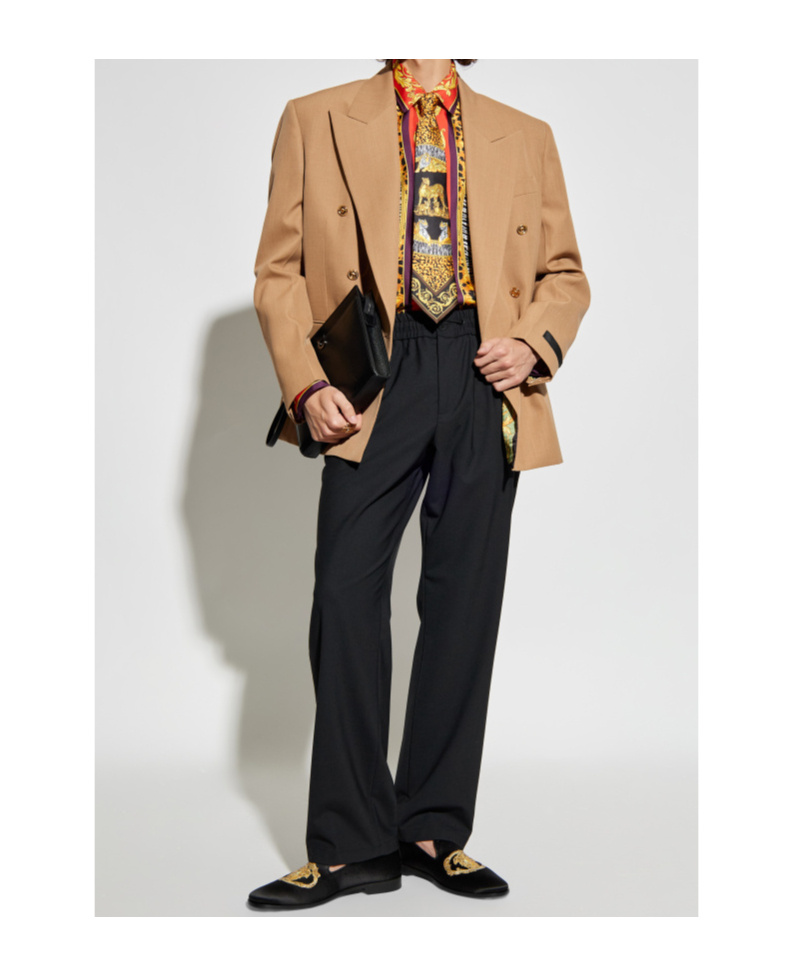Versace Wild Cats Printed Silk Shirt In Orange