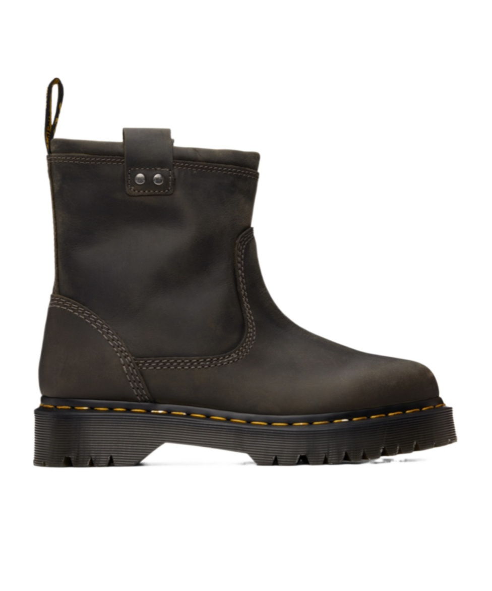 Dr. Martens' Gray Anistone Lo Leather Boots In Black