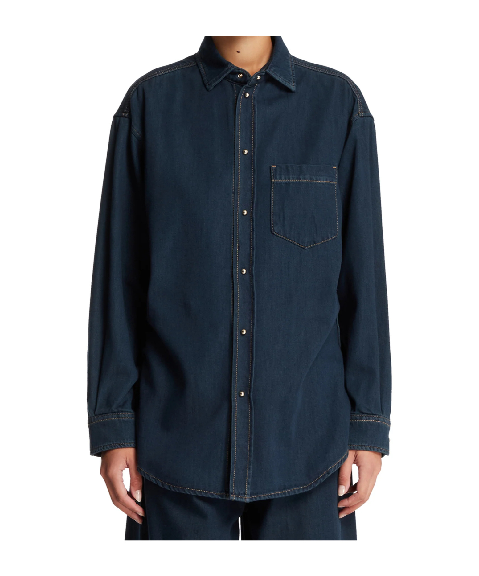 Darkpark Dark Blue Cotton Denim Shirt In Blue