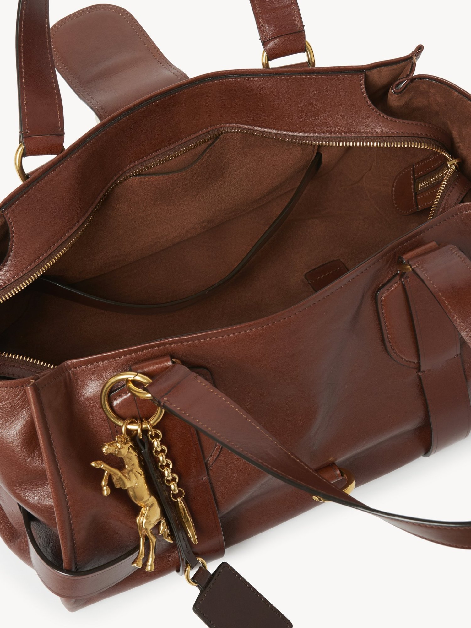 Chloé Kerala 25 Leather Handbag With Maxi Hook On The Front In Brown