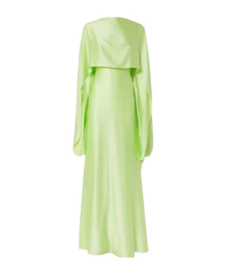 Roksanda Caped Satin Gown In Green