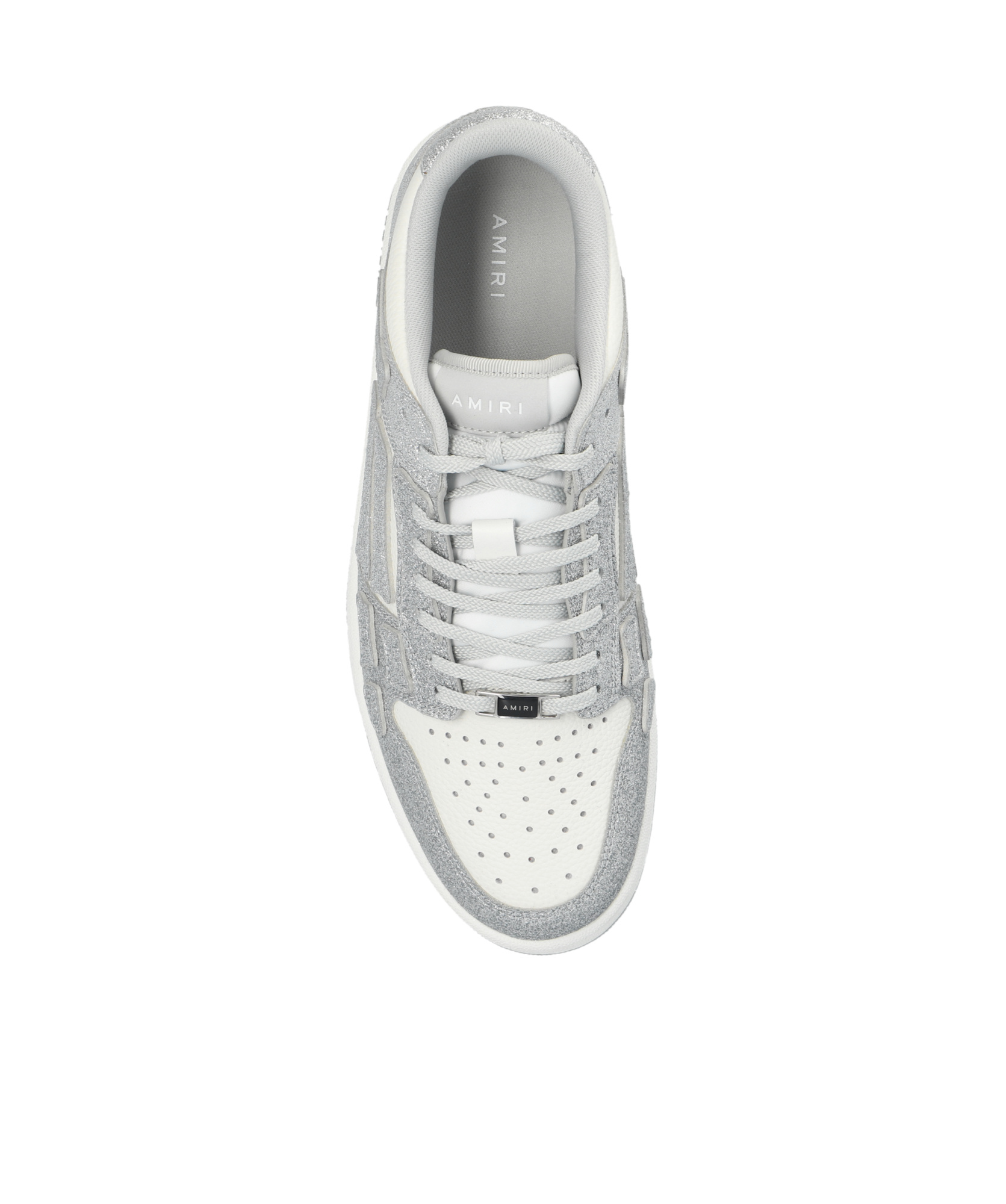 Amiri Skel Top Glitter Panelled Sneakers In Gray