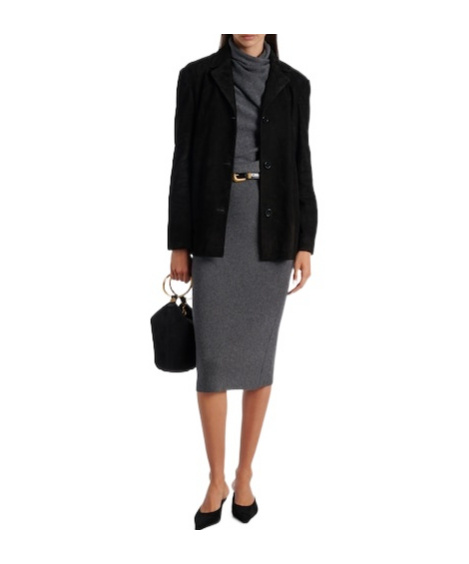 Nour Hammour Solid Suede Blazer In Black