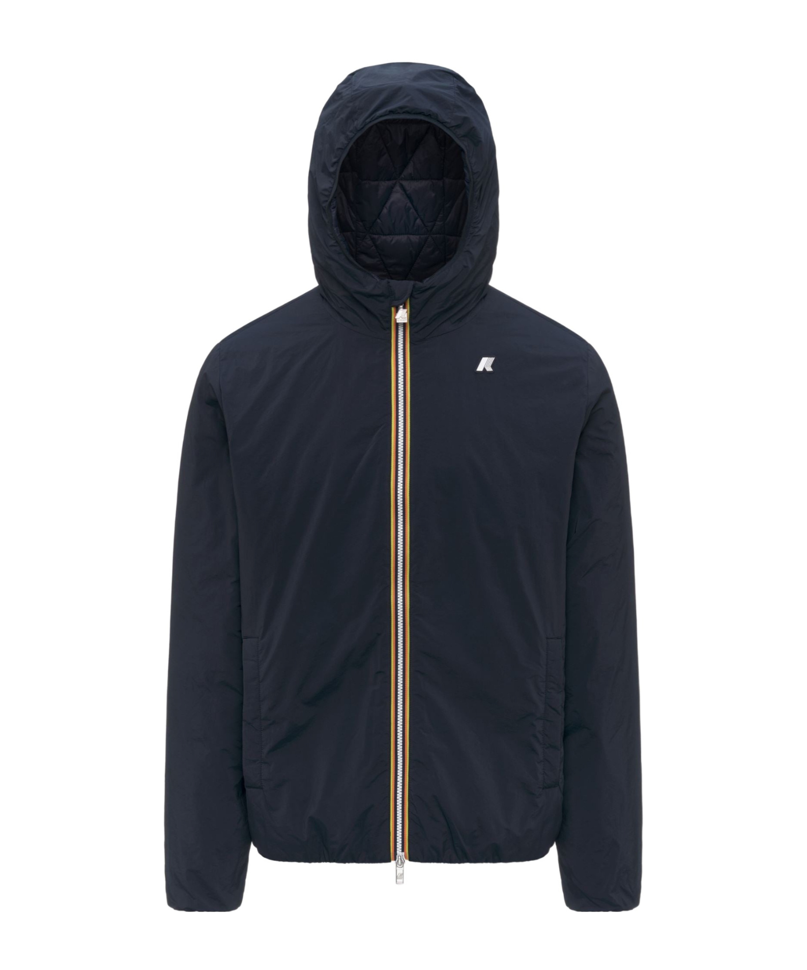 K-way Hooded Zipper Cotton Coat In Black