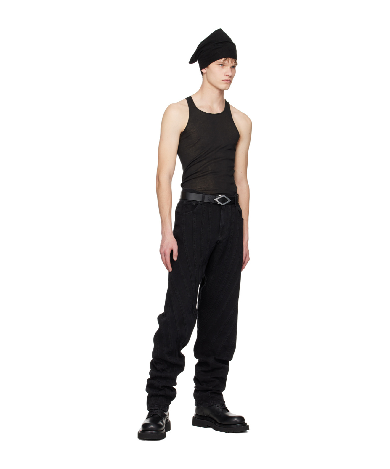 Mugler Logo-patch Denim Jeans In Black