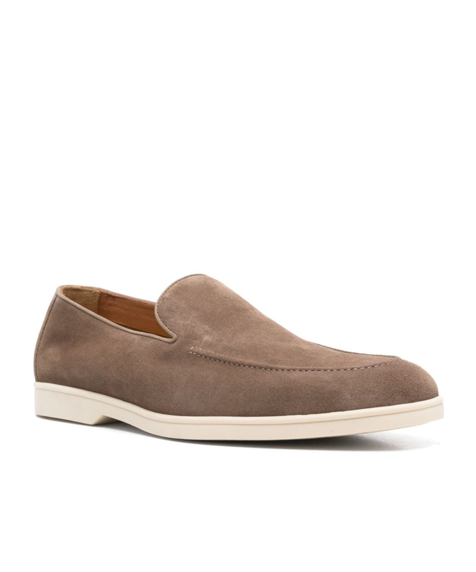 Doucal's Moc-stitching Suede Loafers In Brown