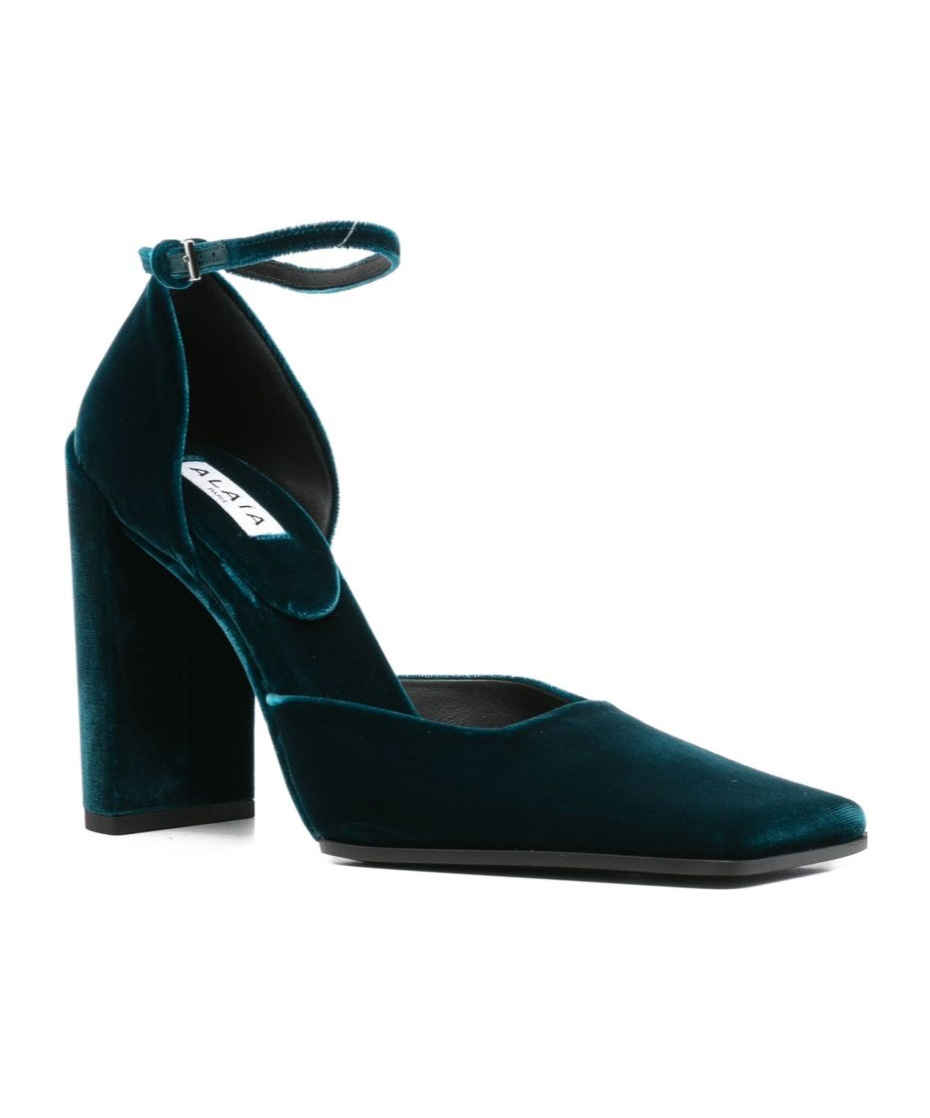 Alaïa Square D'orsay Pumps In Velvet In Blue