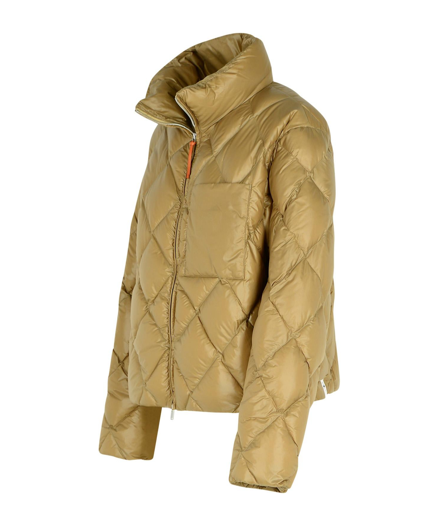 Jil Sander Down Jacket With Chest Pocket And High Collar In Nude
