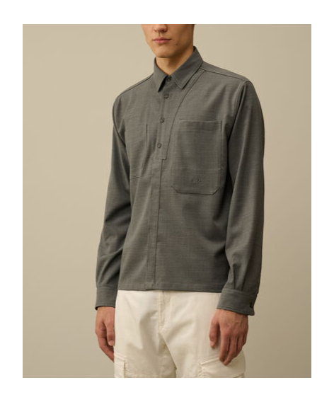 C.p. Company Long-sleeved Wool Shirt In Green