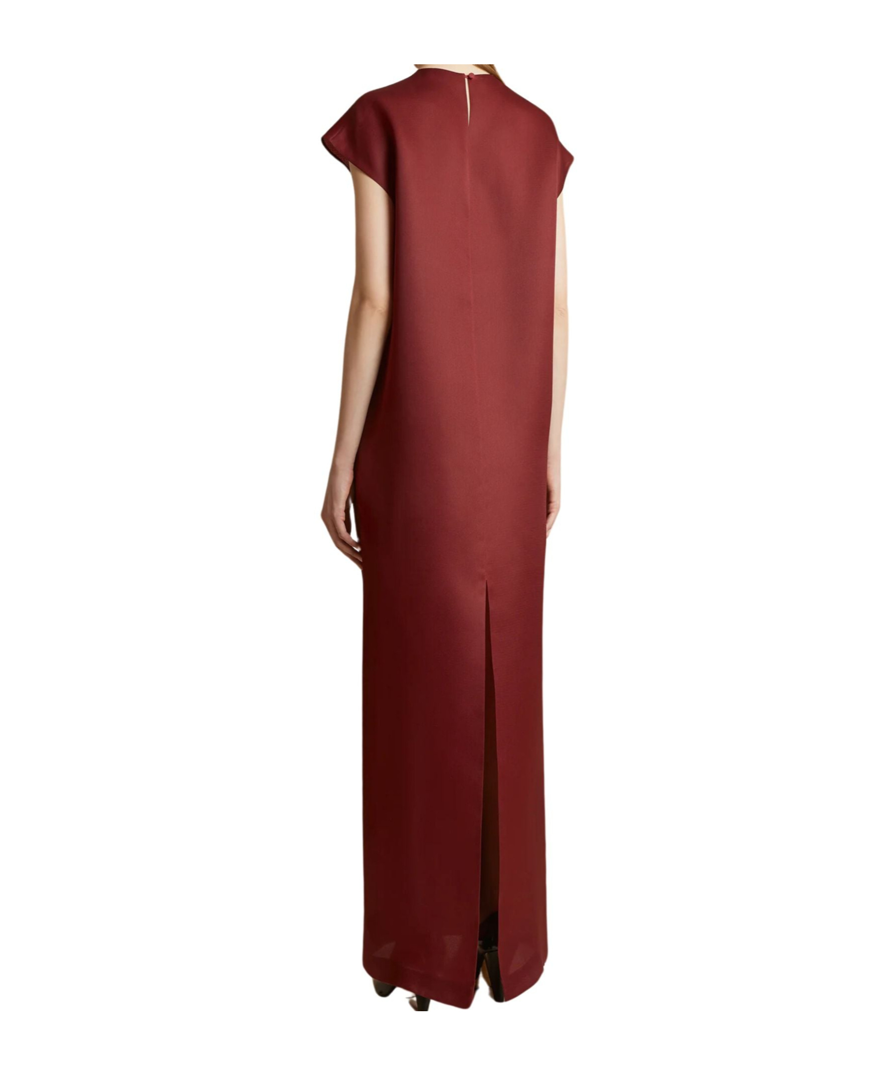 Khaite Lohan Silk Satin Long Dress In Red