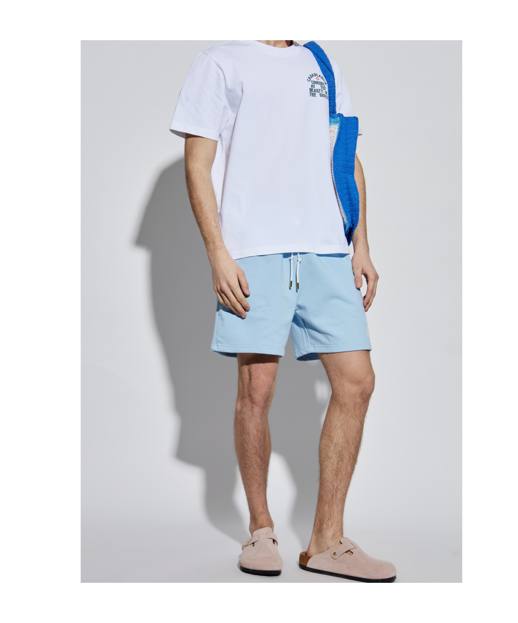 Casablanca Elastic Waist Shorts In Blue