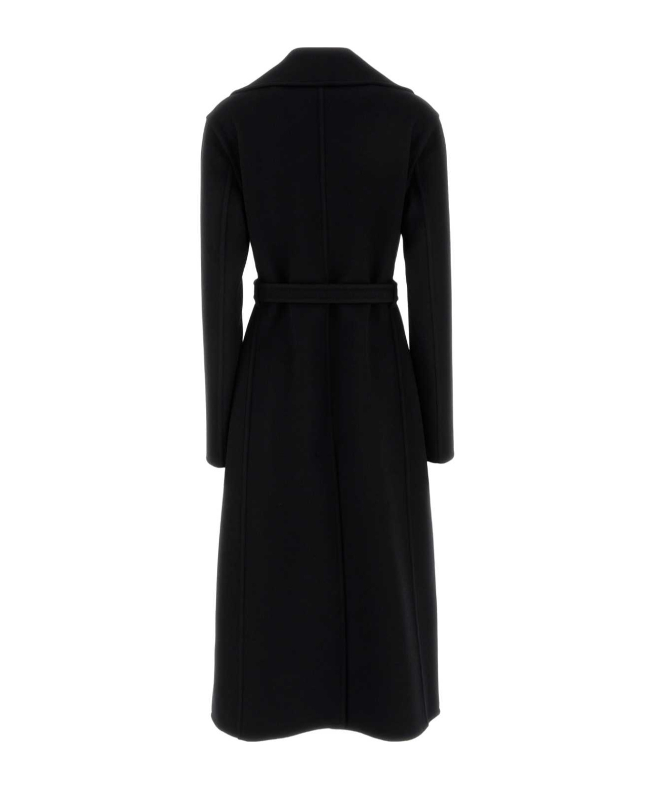 Jil Sander Wool Coat With Belted Waist And Notched Lapels In Black