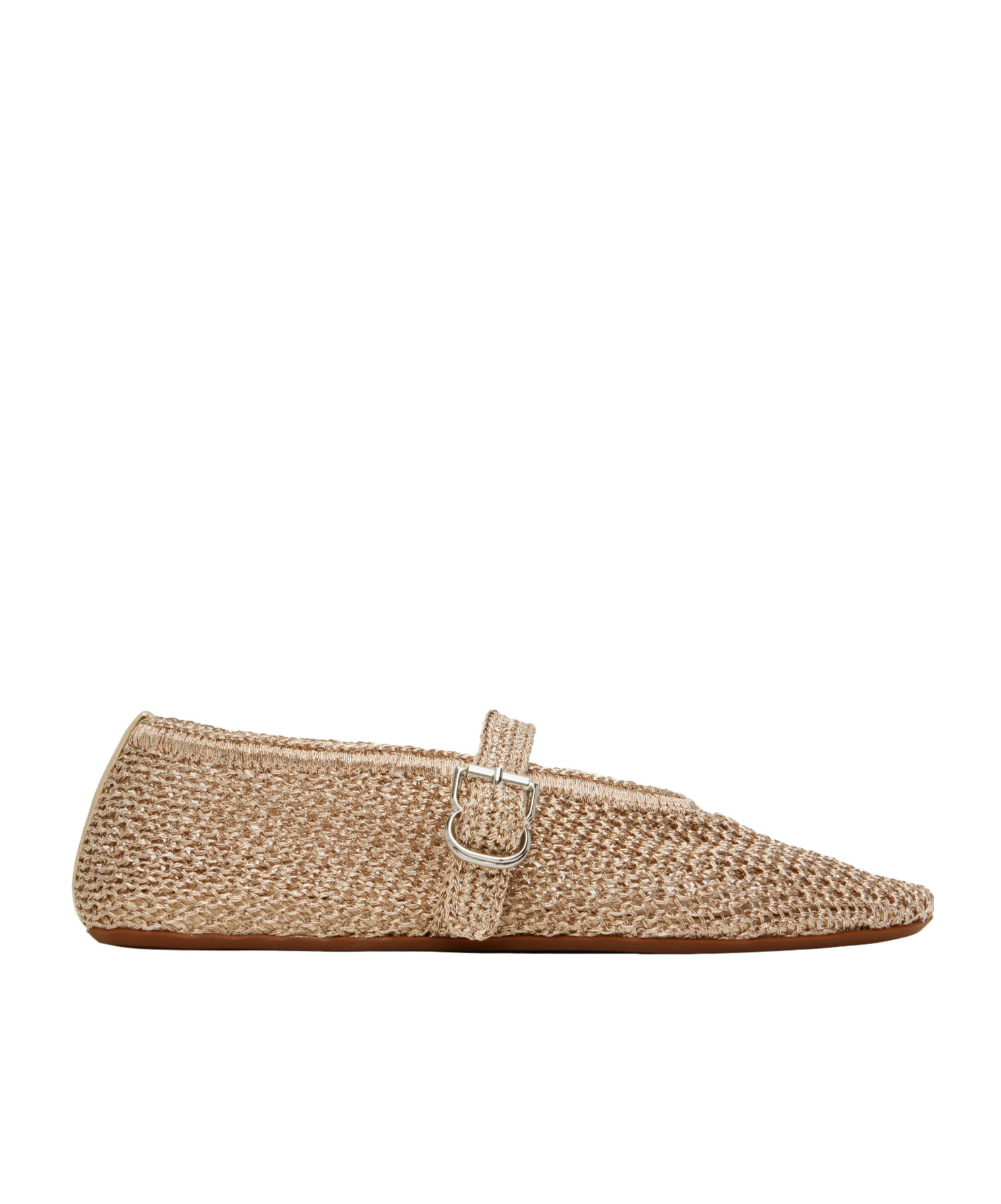 Shop Alaïa Buckled Knitted Ballet Flats In Nude