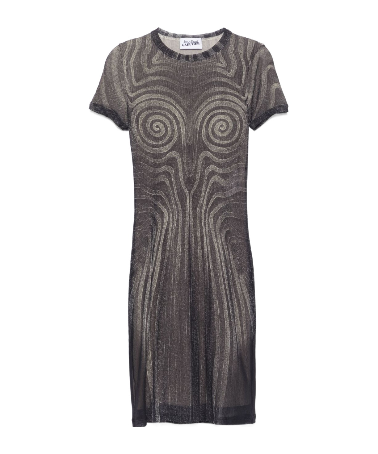 Shop Jean Paul Gaultier Spiral Mini Dress In Black